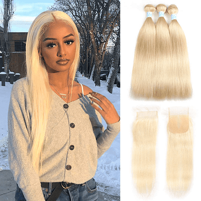 Brazilian 613 Hair Straight Hair 3 Bundles with Closure - Idoli Hair