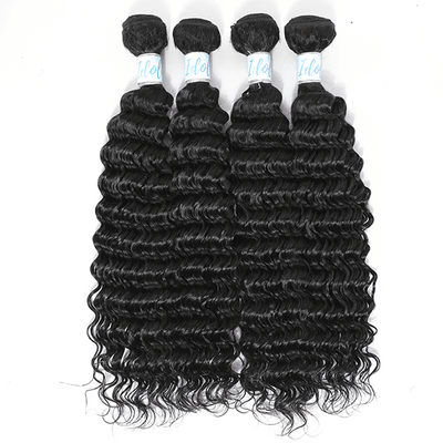 Brazilian Deep Wave Hair 4 Bundles with Lace Closure - Idoli Hair