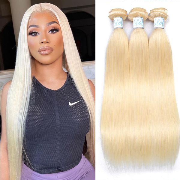 Idoli Indian Straight Hair 3 Bundles 613 Blonde Color Hair