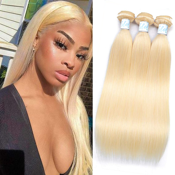 Idoli Indian Straight Hair 3 Bundles 613 Blonde Color Hair