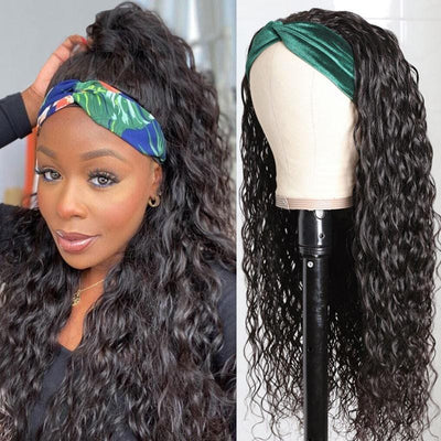 Idoli Hair Headband Natural Black Color Water Wave Hair Wig