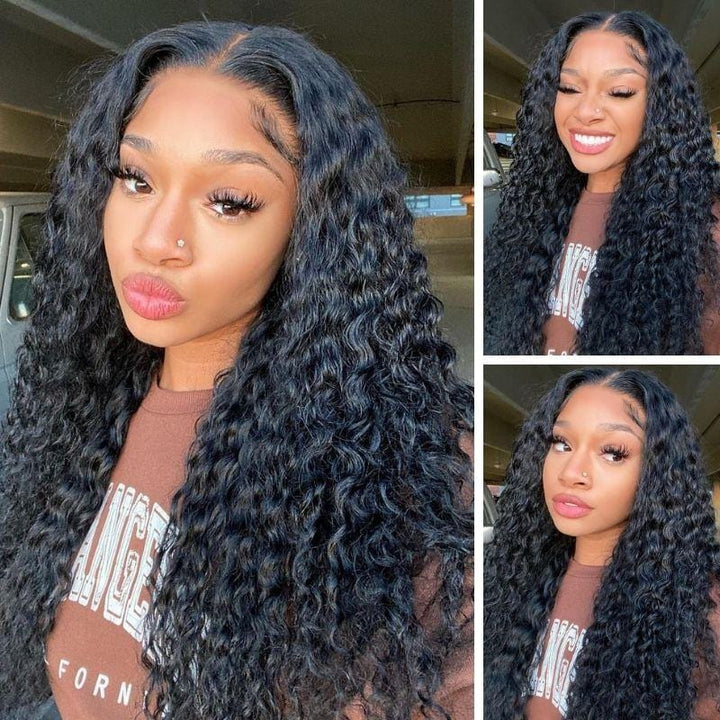 Malaysian Water Wave Human Hair 4 Bundles with Lace Closure