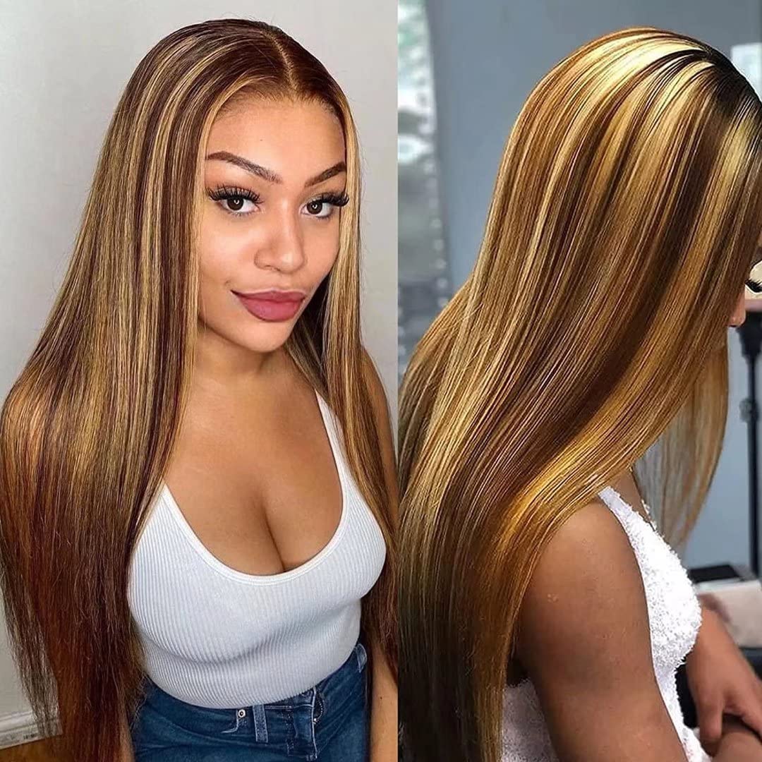Highlights Color Straight Hair Wig 13x6 Lace Front Wig