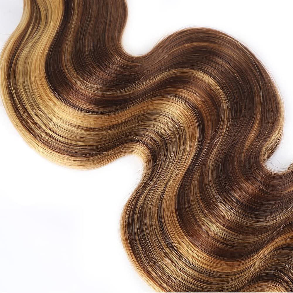 Highlights Hair Body Wave 3 Bundles with Closure Virgin Indian Hair