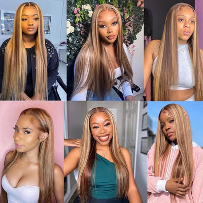 Highlights Straight Hair 3 Bundles with Closure Virgin Indian Hair