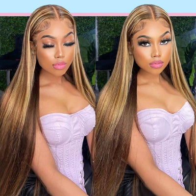 Highlights Straight Hair 3 Bundles with Closure Virgin Indian Hair