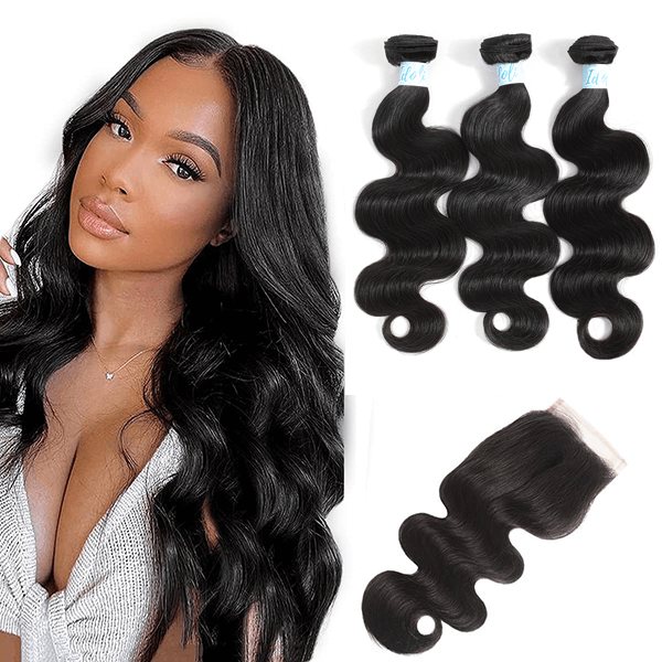 Indian Body Wave Hair 3 Bundles with Lace Closure - Idoli Hair