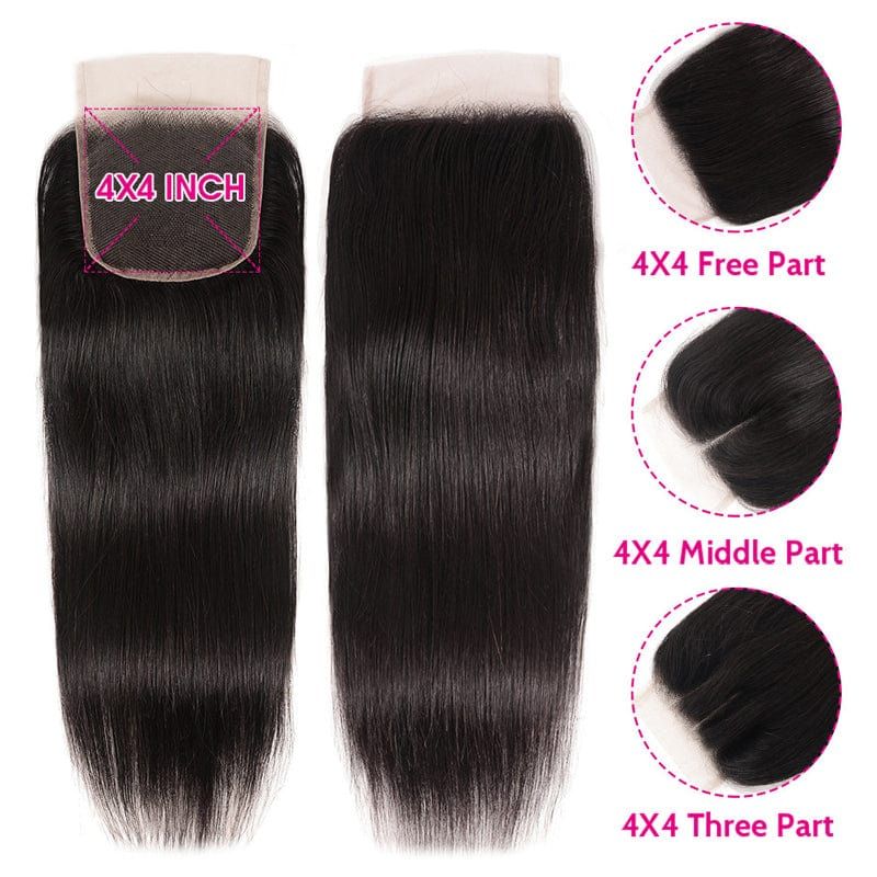 Peruvian Straight Hair 4x4 Lace Closure - Idoli Hair