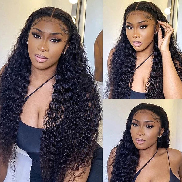 Virgin Malaysian Hair Deep Wave 3 Bundles with Closure