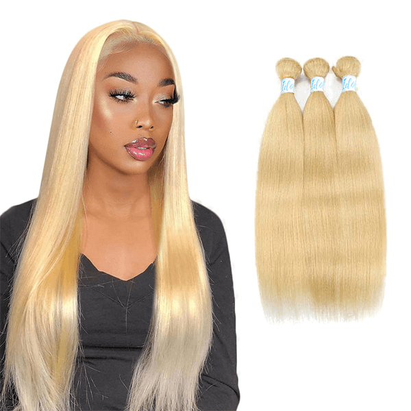 613 Blonde Color Peruvian Straight Hair Weave 3 Bundles - Idoli Hair