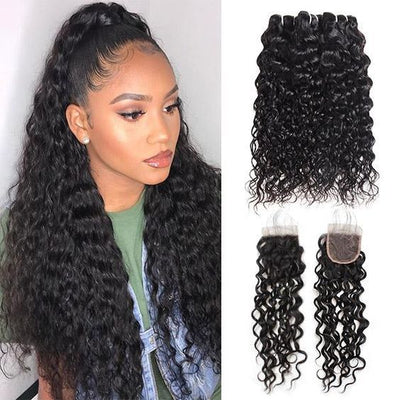 Idoli Brazilian Water Wave Hair 3 Bundles with Closure - Idoli Hair