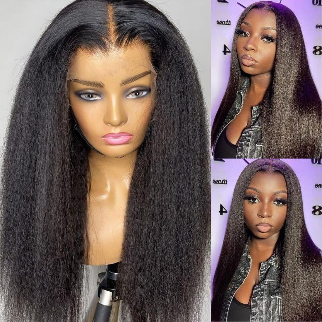 Indian Hair Yaki Straight Hair 13x4 Lace Front Wig