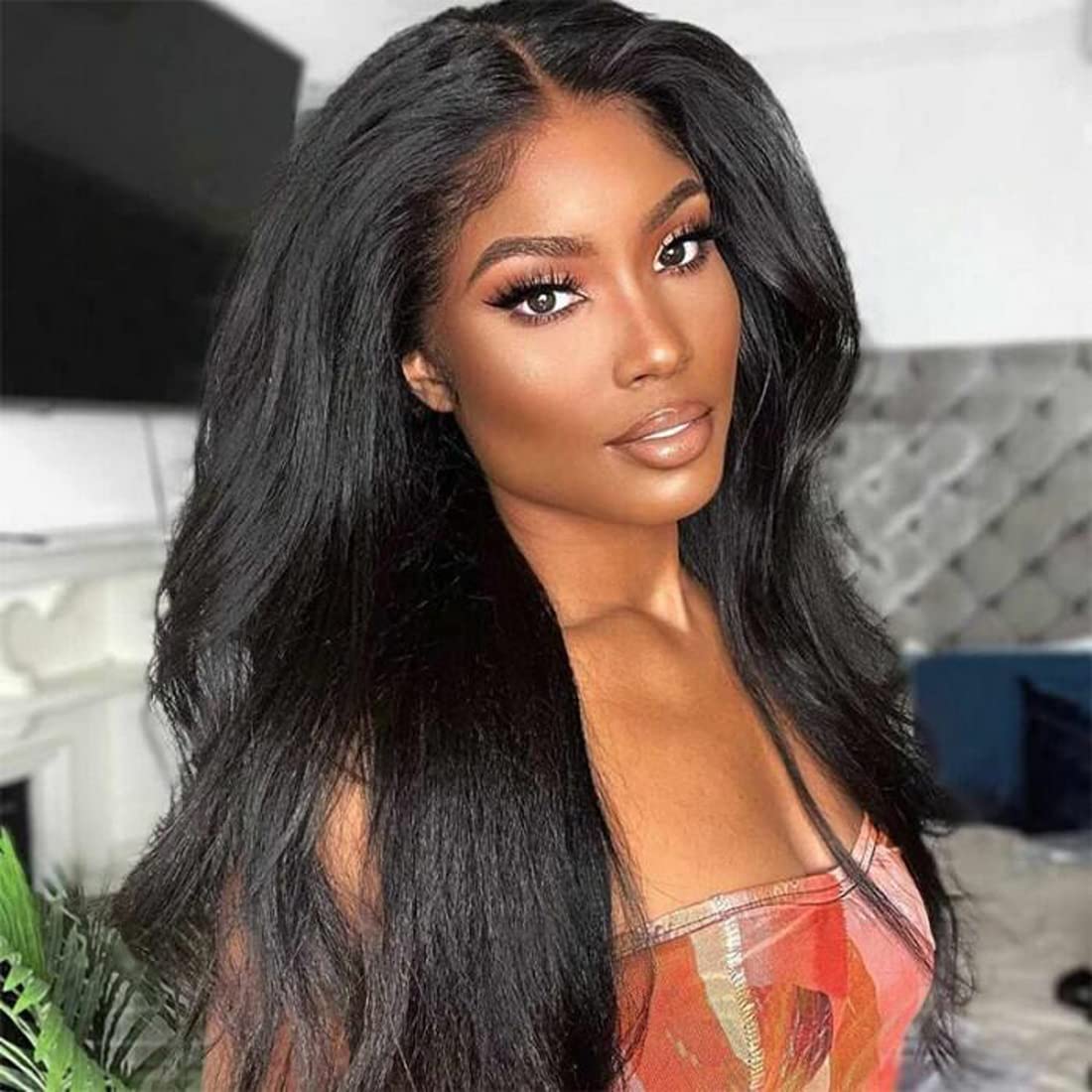 Indian Hair Yaki Straight Hair 13x4 Lace Front Wig