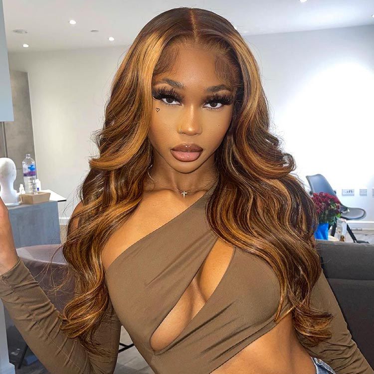 Body Wave Highlights Wig T Part Lace Wig