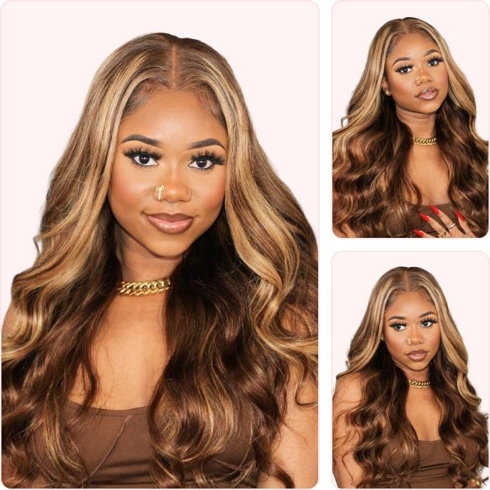 Body Wave Highlights Wig T Part Lace Wig