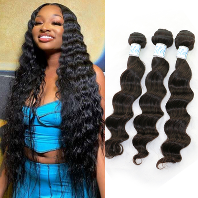 Idoli Indian Loose Deep Wave Hair 3 Bundles