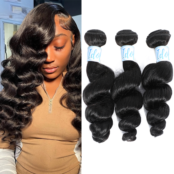 Idoli Indian Loose Wave Hair 3 Bundles 10A Virgin Hair Weave