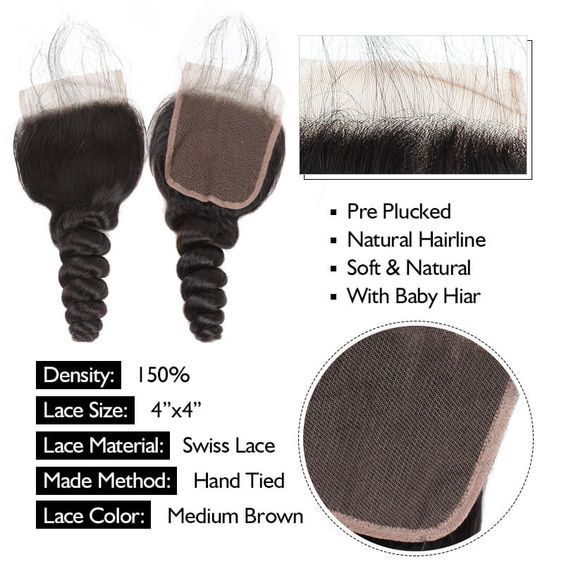 Brazilian Loose Wave Hair 4x4 Lace Closure - Idoli Hair