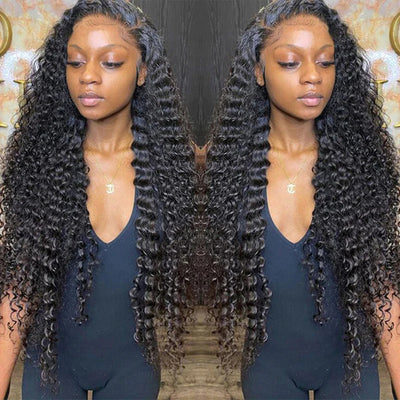 Peruvian Deep Wave Wig Virgin Hair 13x4 Lace Front Wig