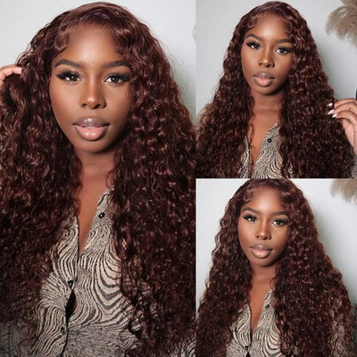 Idoli Reddish Brown Color Wig 13x4 Lace Front Curly Wig 150%/180% Density