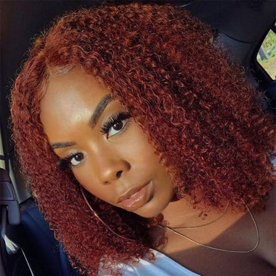 Idoli Reddish Brown Color Wig 13x4 Lace Front Curly Wig 150%/180% Density