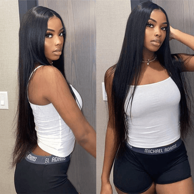 Indian Straight Hair 4 Bundles with Lace Closure