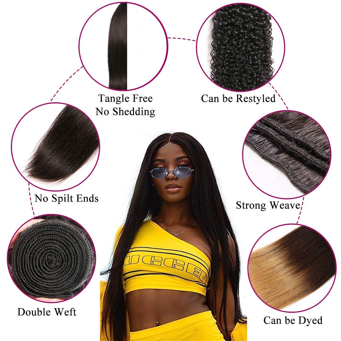 Idoli Straight Hair 4 Bundles 10A Virgin Indian Hair Weave
