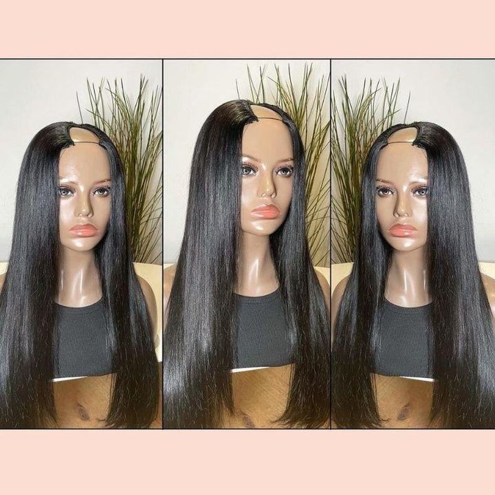 Idoli U Part Human Hair Wigs Brazilian Straight Middle Part Wig - Idoli Hair