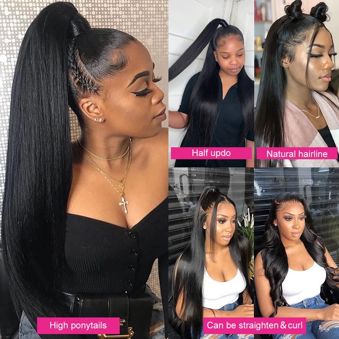 Idoli Brazilian 360 Lace Front Wig Straight Hair Wig for High Ponytail