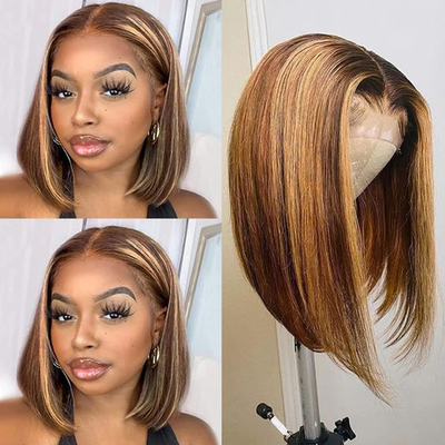 Idoli Highlights Straight Bob Wig 13x4x2 T Part Lace Wig