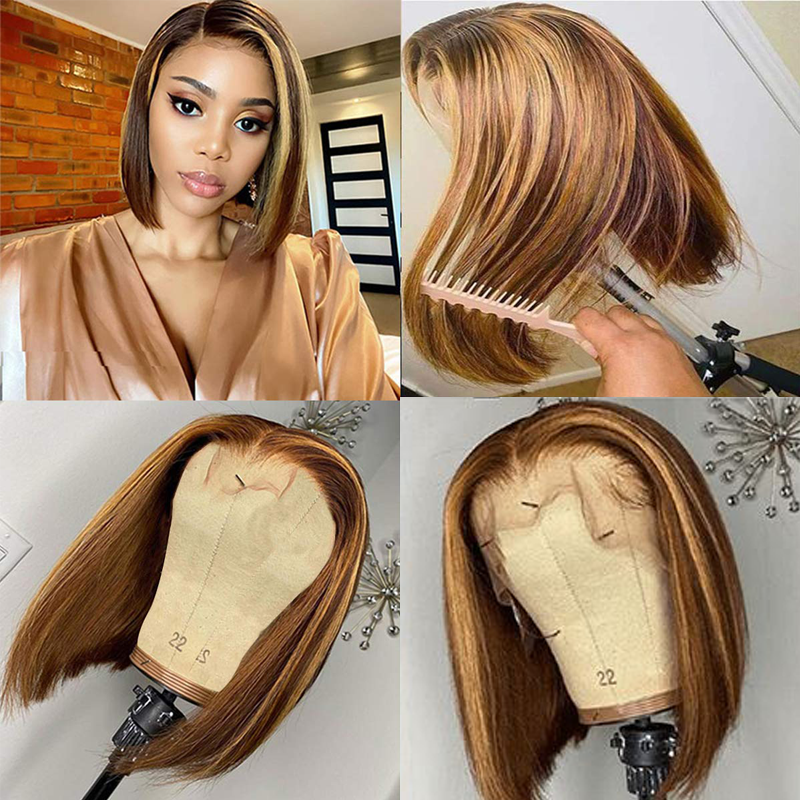 Idoli Highlights Straight Bob Wig 13x4x2 T Part Lace Wig