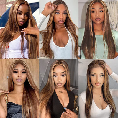 Middle Part Only Straight Hair Highlights Wig T Part Lace Wig