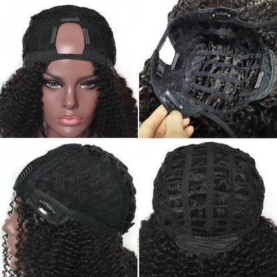 Idoli U Part Natural Black Curly Hair Wig - Idoli Hair