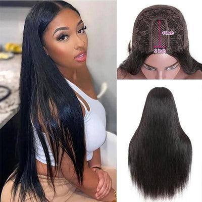 Idoli U Part Human Hair Wigs Brazilian Straight Middle Part Wig - Idoli Hair