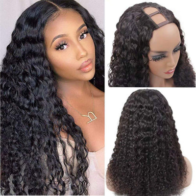 Idoli U Part Wig Natural Black Water Wave Wig