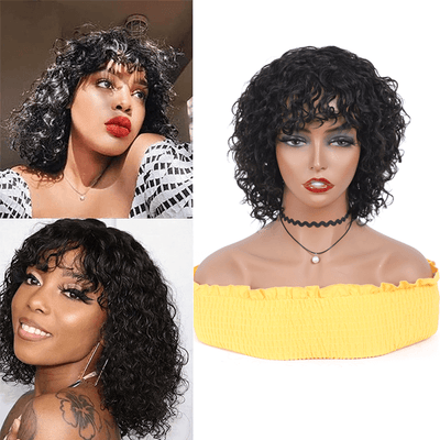 Brazilian Water Wave Hair Bob Wig with Bangs - Idoli Hair