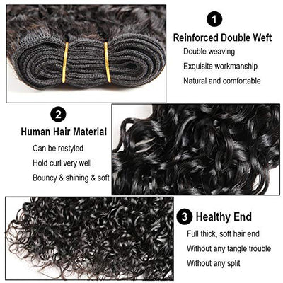 Idoli Indian Water Wave Hair 3 Bundles with Closure