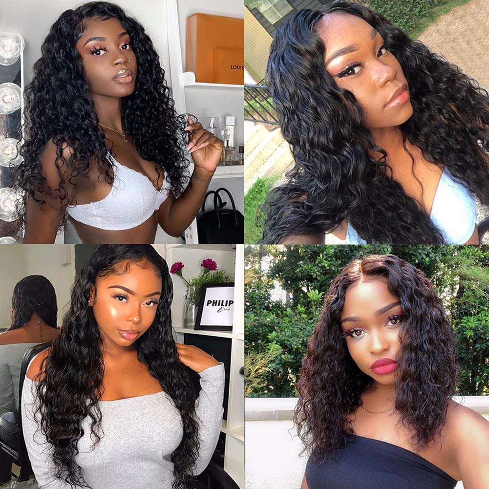 Indian Water Wave Human Hair 4 Bundles with Lace Closure