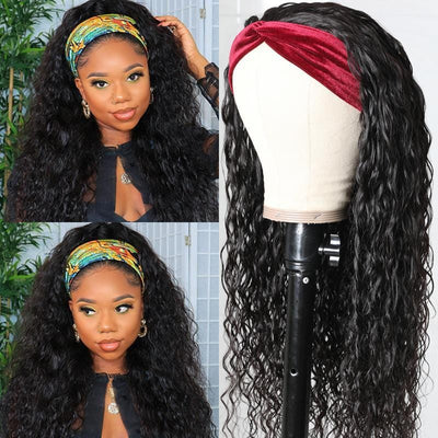 Idoli Hair Headband Natural Black Color Water Wave Hair Wig