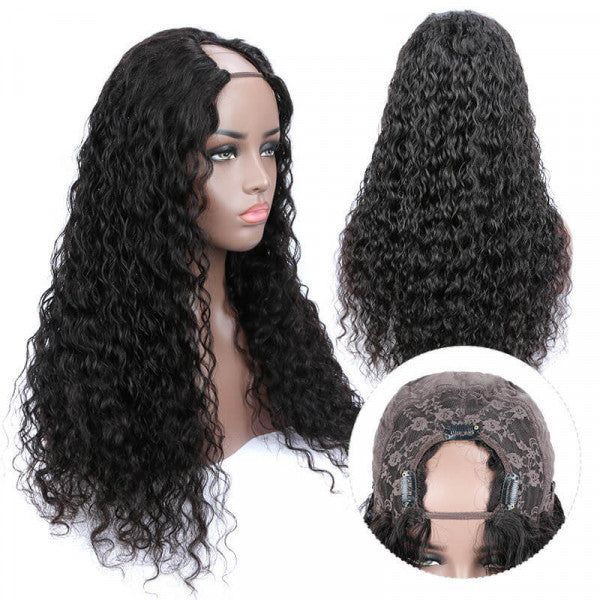 Idoli U Part Wig Natural Black Water Wave Wig - Idoli Hair