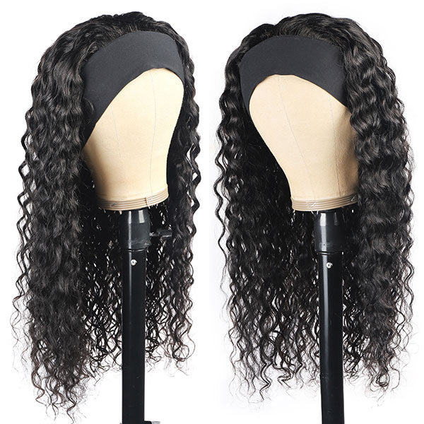 Idoli Hair Headband Natural Black Color Water Wave Hair Wig